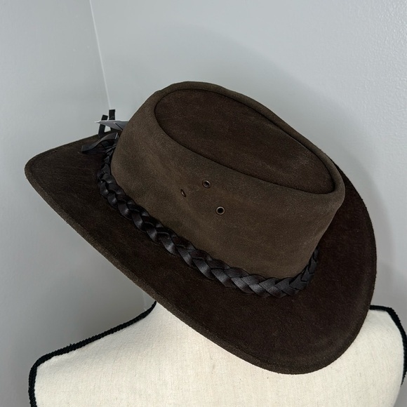 Oztrala Men’s Dark Brown Premium Leather Collection Suede Hat Sz M/L (NWT) - Picture 6 of 10